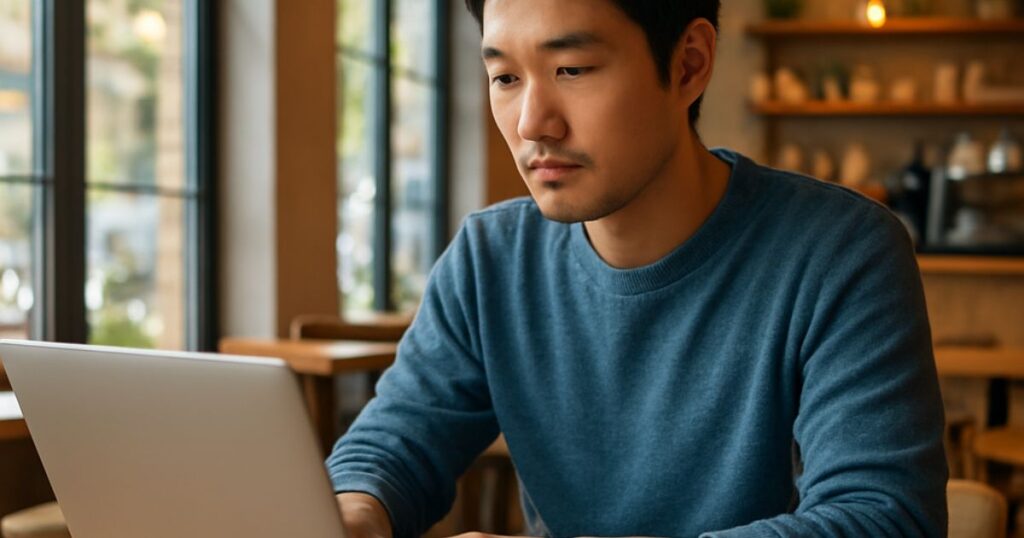 パソコンに向かう男性