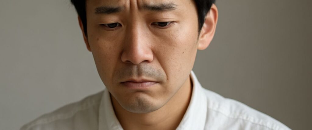 焦った表情の男性