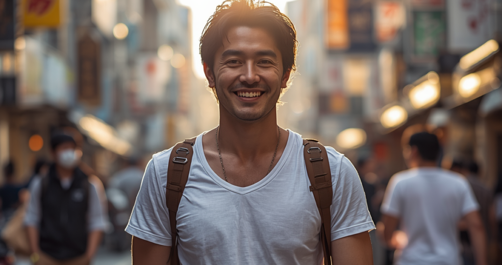 余裕の表情の男性