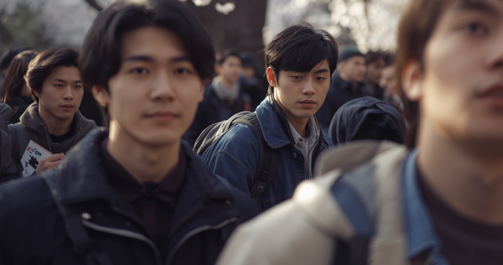 大勢の人に囲まれる男性